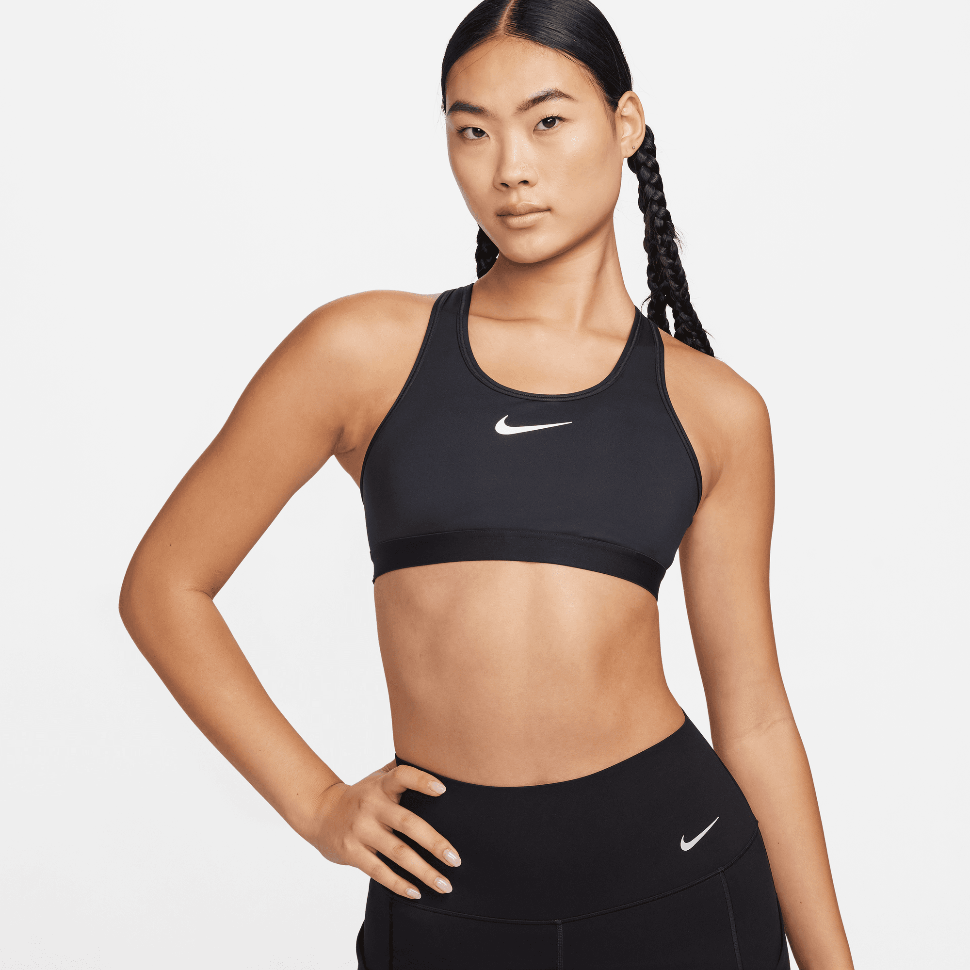 NIKE SWOOSH HIGH SUPPORT WOMEN'S NON-PADDED ADJUSTABLE SPORTS BRA  BLACK/IRON GREY/WHITE – Park Outlet Ph