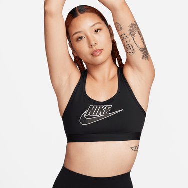 NIKE SWOOSH MEDIUM SUPPORT WOMEN'S PADDED LOGO SPORTS BRA