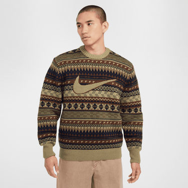 NIKE LIFE MEN'S FAIR ISLE SWOOSH SWEATER