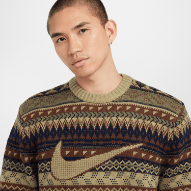 NIKE LIFE MEN'S FAIR ISLE SWOOSH SWEATER