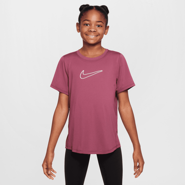 NIKE ONE FITTED BIG KIDS' (GIRLS') DRI-FIT SHORT-SLEEVE TOP