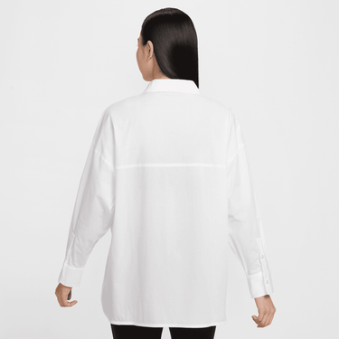 NIKE SPORTSWEAR CHILL POPLIN WOMEN'S LOOSE LONG-SLEEVE BUTTON-UP TOP