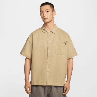 NIKE LIFE MEN'S LINEN SHORT-SLEEVE BUTTON DOWN