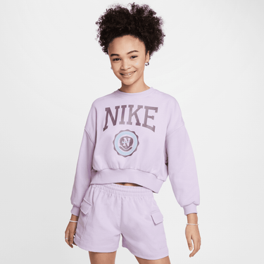 NIKE SPORTSWEAR CLUB GIRLS' FRENCH TERRY CREW-NECK SWEATSHIRT