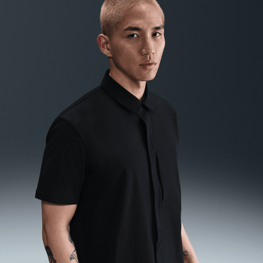 NIKE 24.7 PERFECTSTRETCH MEN'S DRI-FIT SHORT-SLEEVE BUTTON-DOWN TOP