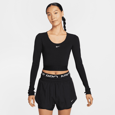 NIKE PRO WOMEN'S DRI-FIT CROPPED LONG-SLEEVE TOP