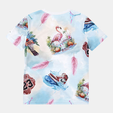 JORDAN KIDS' FLAMINGO AOP SHORT SLEEVES TEE