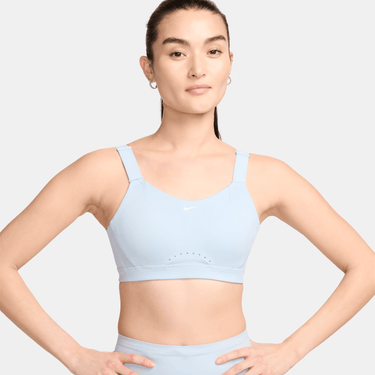 Nike Dri-FIT Swoosh Medium-SupportPadded Longline Sports Bra (Grey),Large