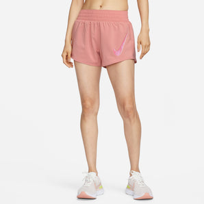 NIKE DRI-FIT ONE SWOOSH WOMEN'S MID-RISE BRIEF-LINED RUNNING SHORTS