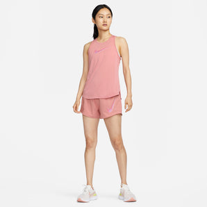 NIKE DRI-FIT ONE SWOOSH WOMEN'S MID-RISE BRIEF-LINED RUNNING SHORTS