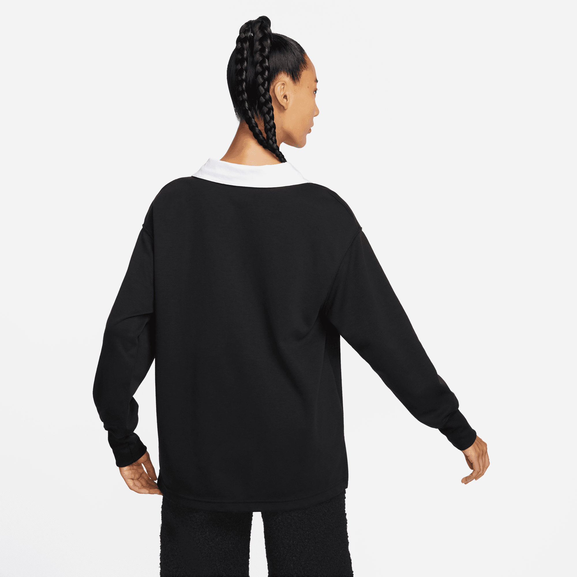 NIKE SPORTSWEAR ESSENTIAL WOMEN'S OVERSIZED LONG-SLEEVE POLO BLACK ...