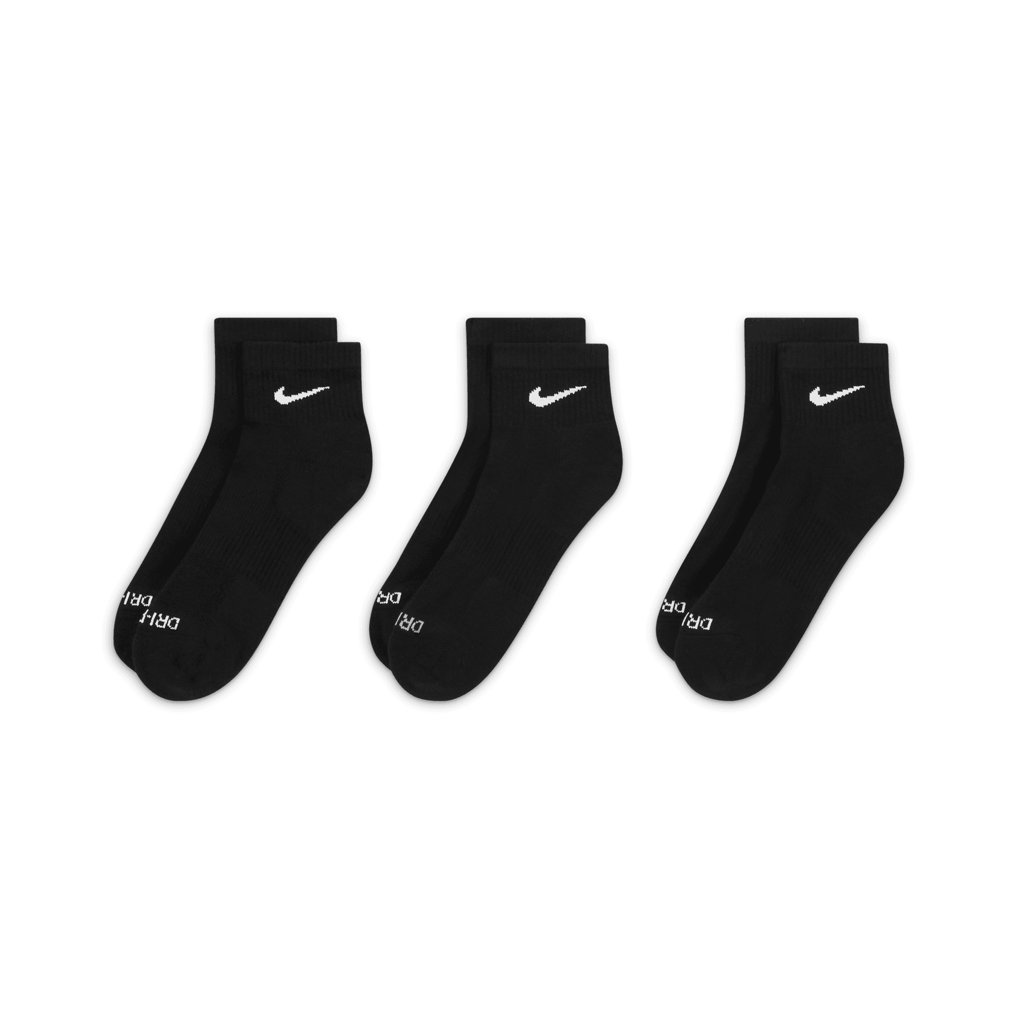 NIKE EVERYDAY PLUS CUSHIONED TRAINING ANKLE SOCKS (3 PAIRS) BLACK/WHITE ...