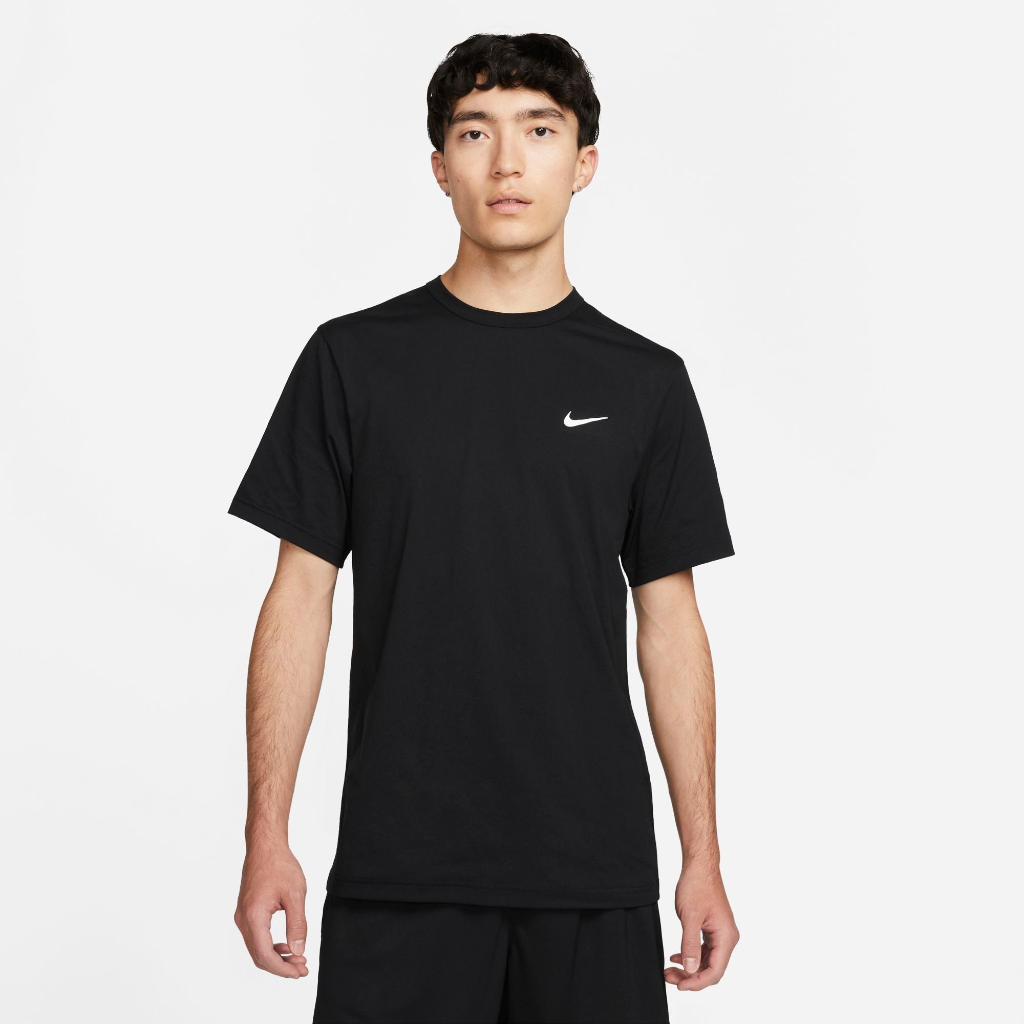 NIKE DRI-FIT UV HYVERSE MENS SHORT-SLEEVE FITNESS TOP BLACK/WHITE ...