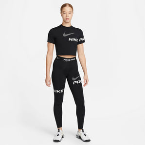 NIKE PRO DRI-FIT WOMENS SHORT-SLEEVE  CROPPED GRAPHIC TRAINING TOP